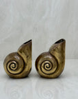 Vintage Brass Shell Vases/Bookends-A Pair