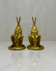 Vintage Brass Bookends Mama Kangaroo with Joey in Marsupium-A Pair by Sarreid