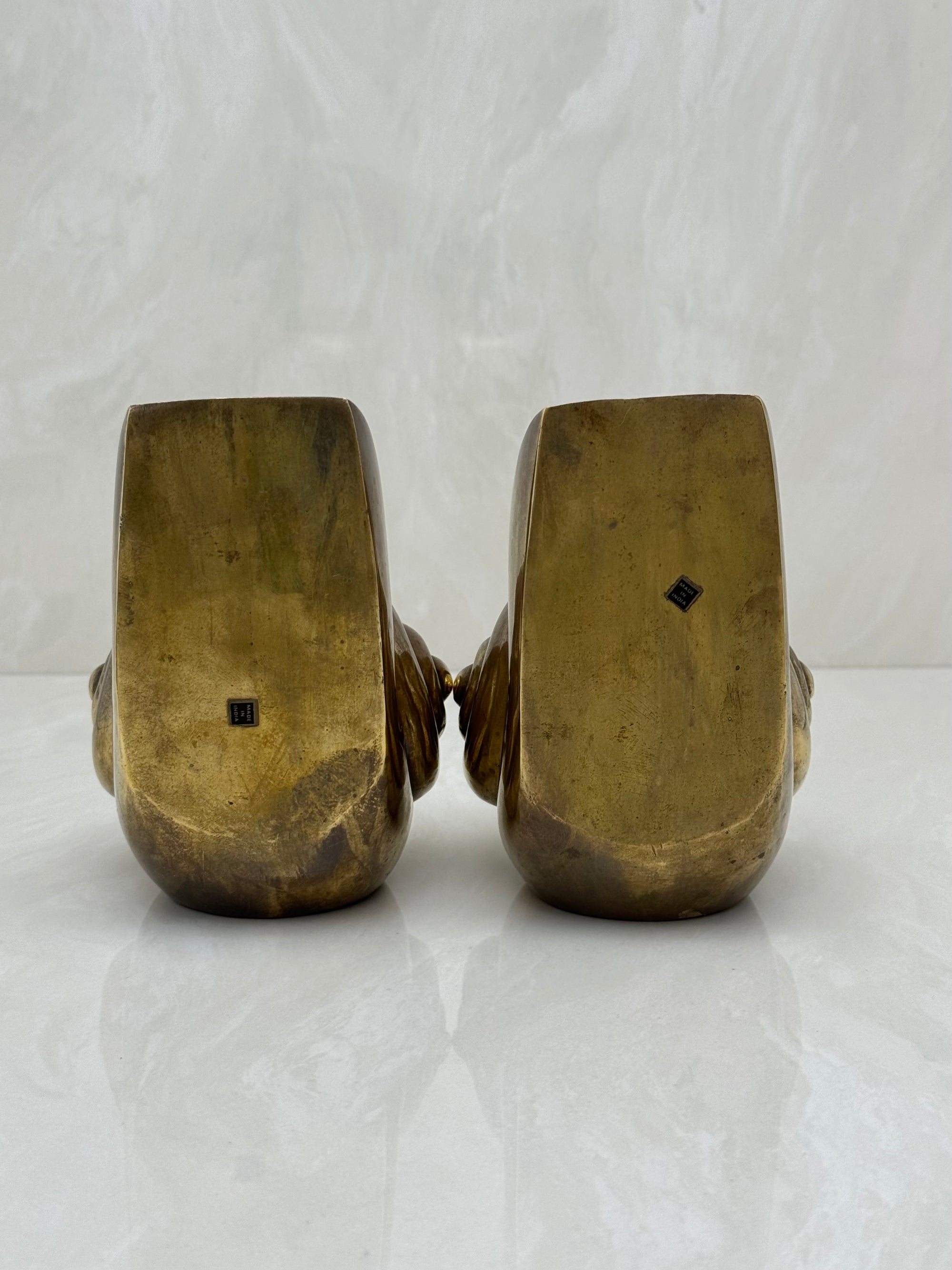 Vintage Brass Shell Vases/Bookends-A Pair