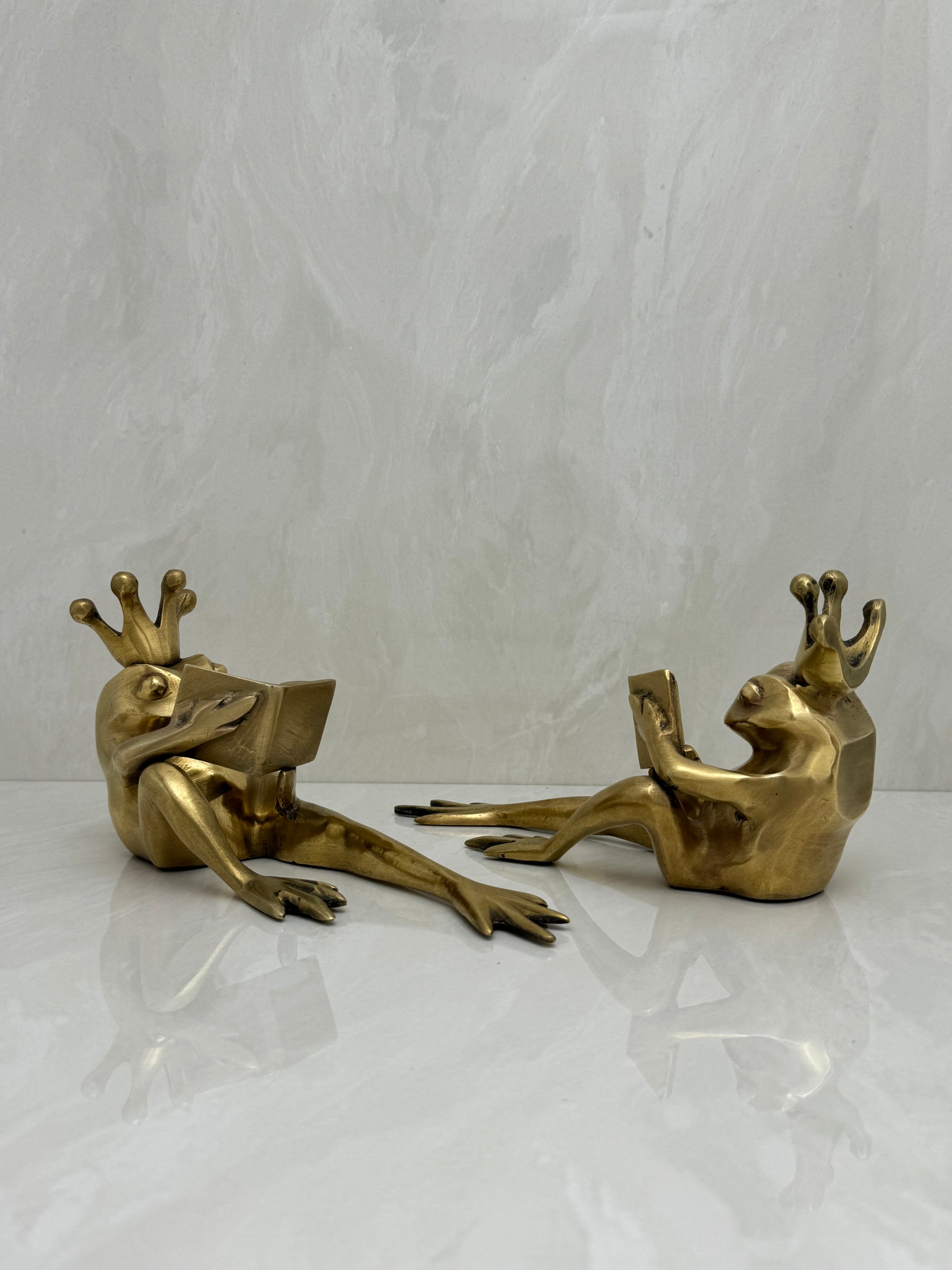 Bronze Frog Prince Bookends-A Pair