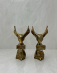 Vintage Brass Reading Mice Bookends-A Pair