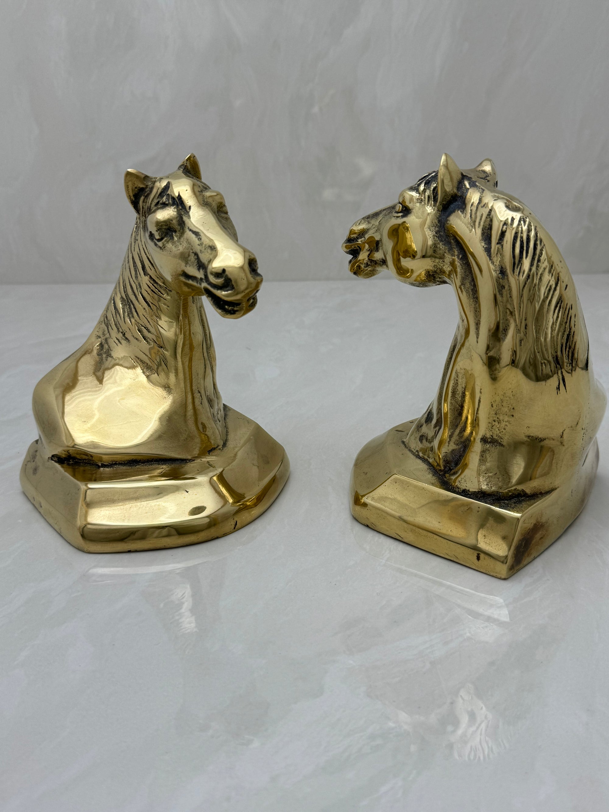 Vintage Brass Horse Head Bookends-A Pair