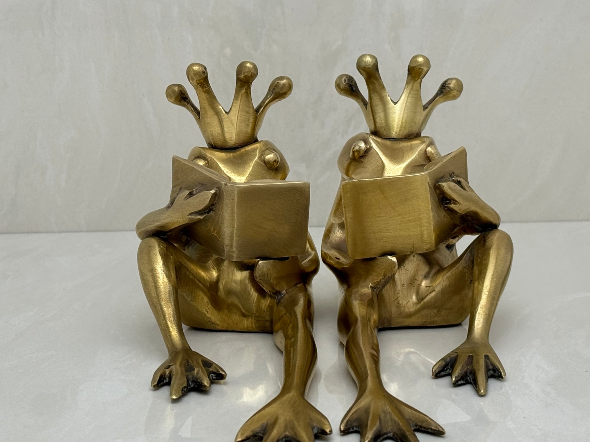 Bronze Frog Prince Bookends-A Pair