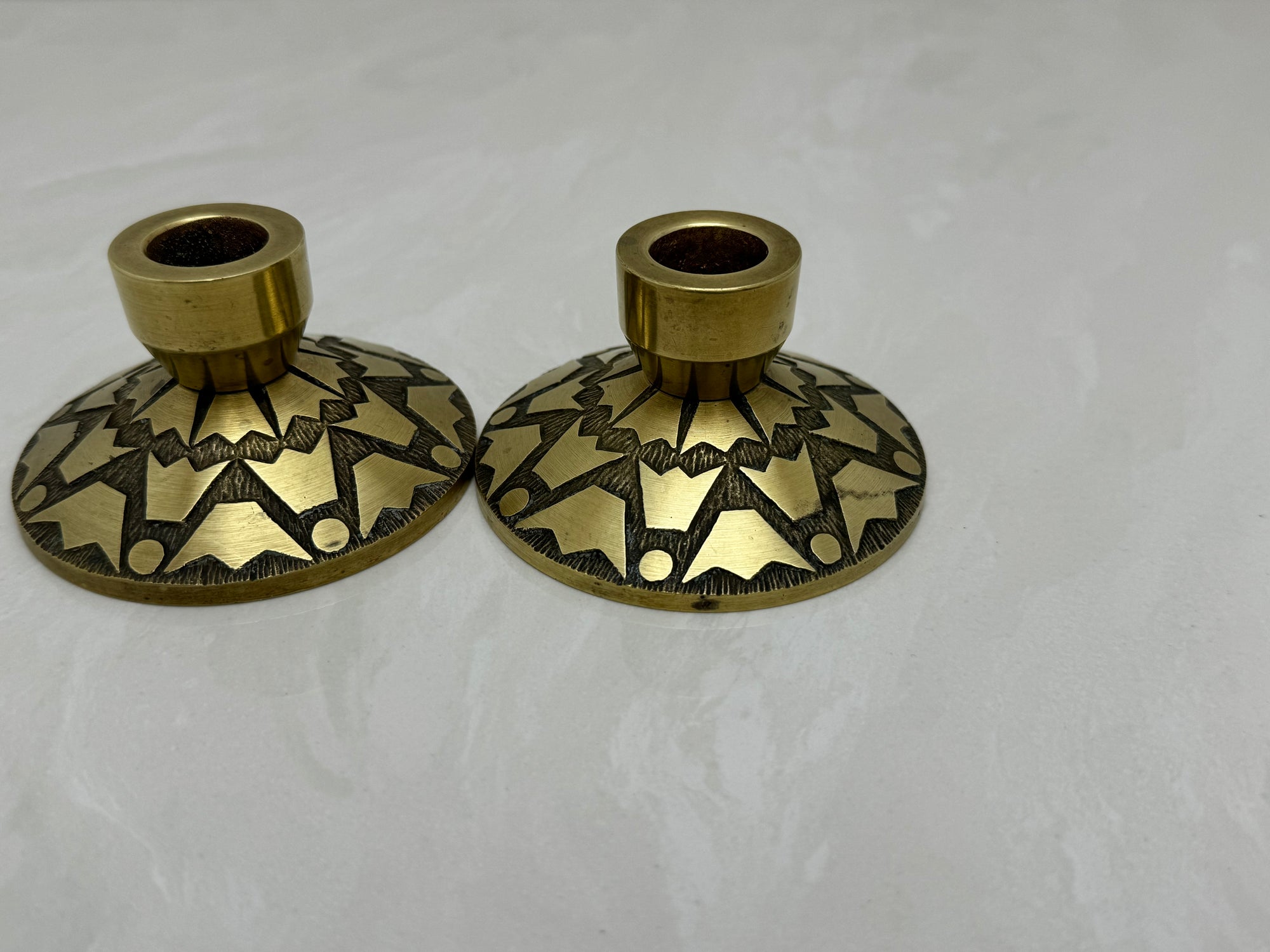 Vintage Brass Candlestick Holders with Crown Motifs - Inspired by Nordisk Malm