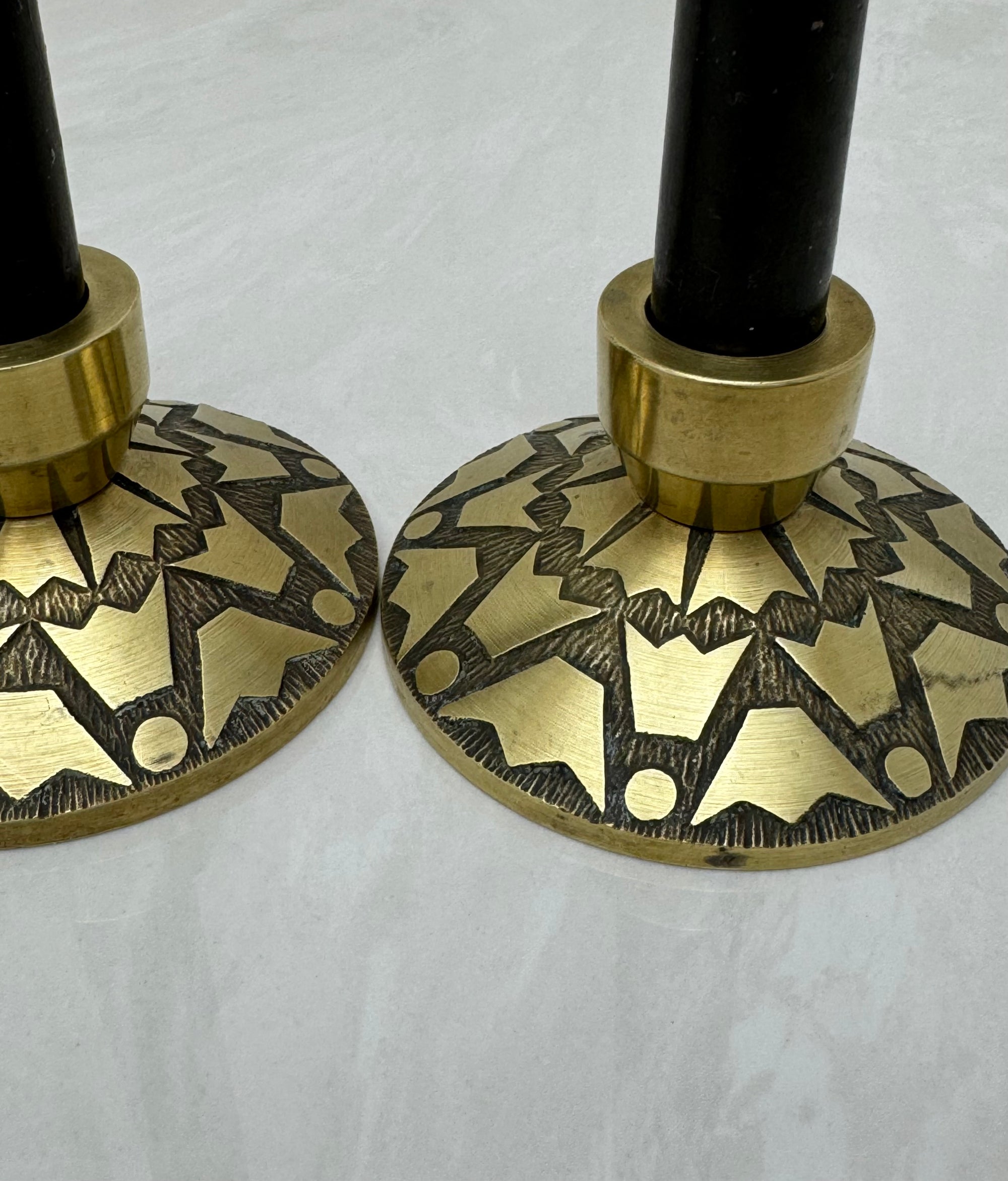 Vintage Brass Candlestick Holders with Crown Motifs - Inspired by Nordisk Malm