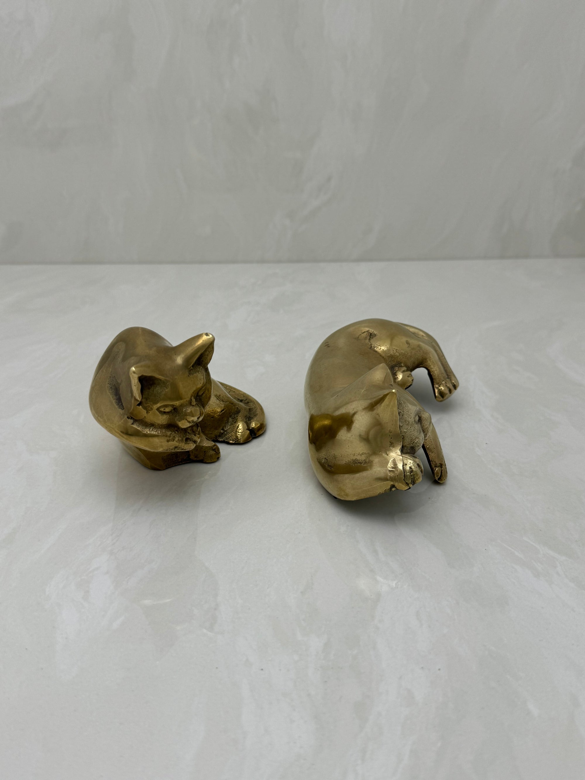 Vintage Brass Resting Shelf Cats-A Pair