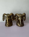 Vintage Mid-Century Brass Ram Bookends
- A Pair