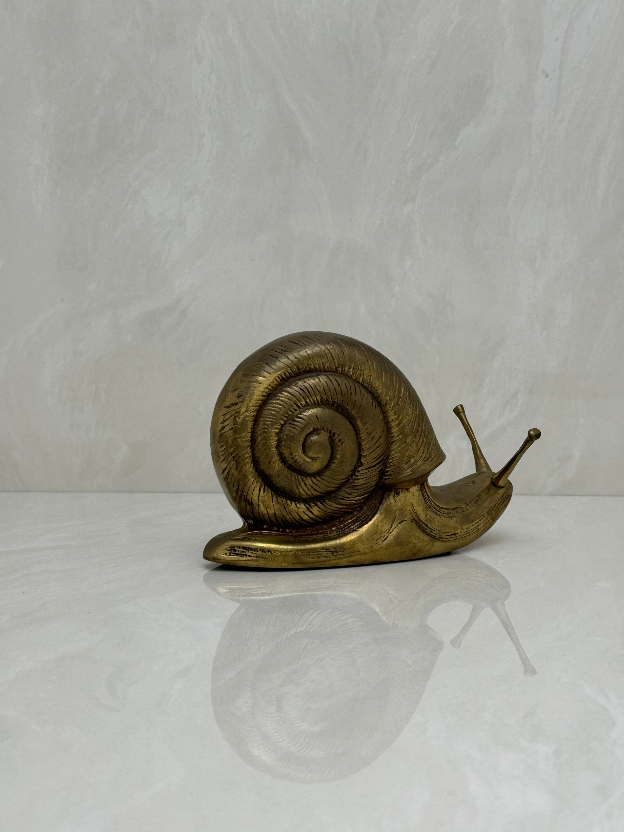 Vintage MCM Brass Snail