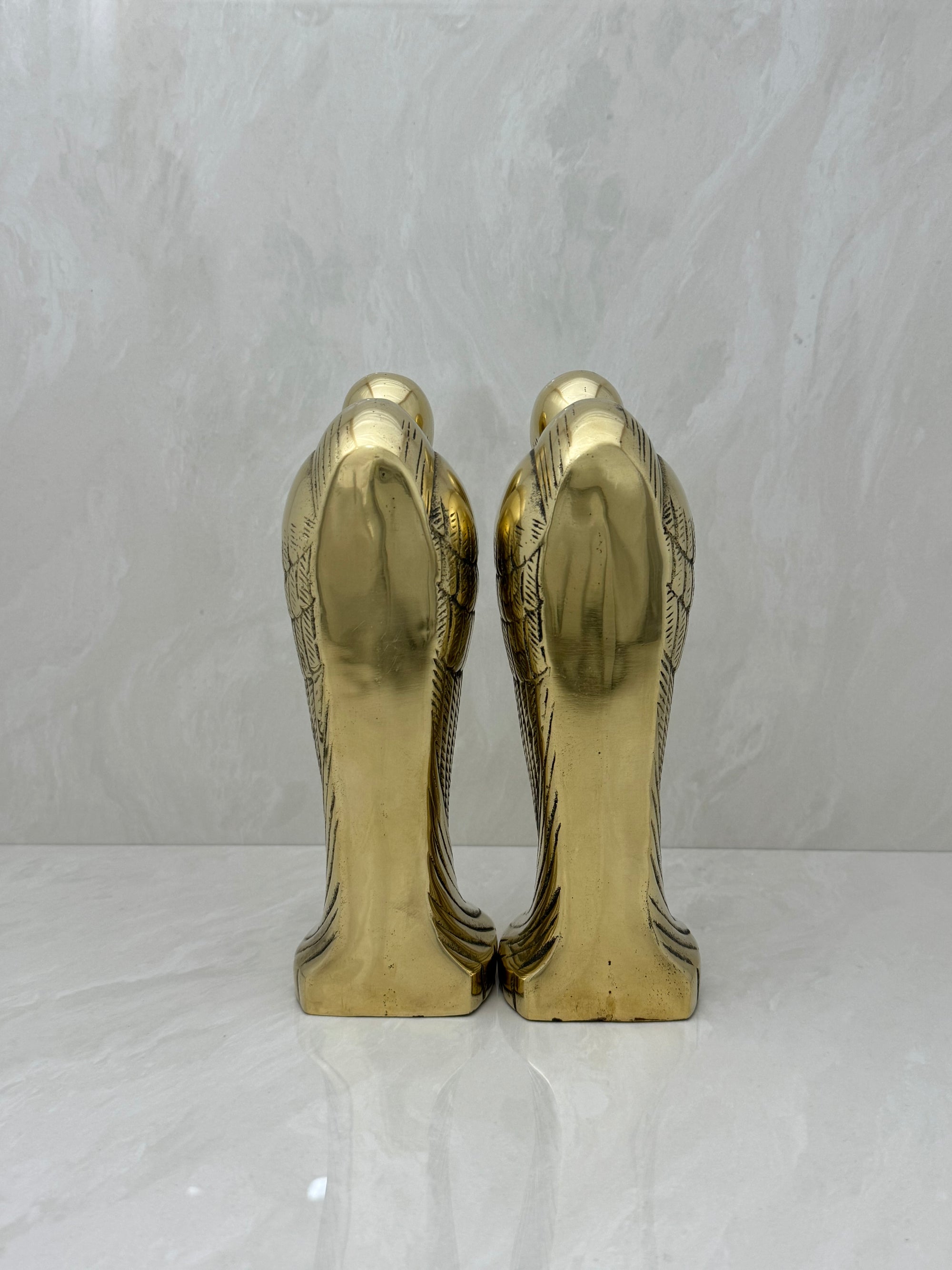 Tall Vintage Brass Pelican Bookends-A Pair