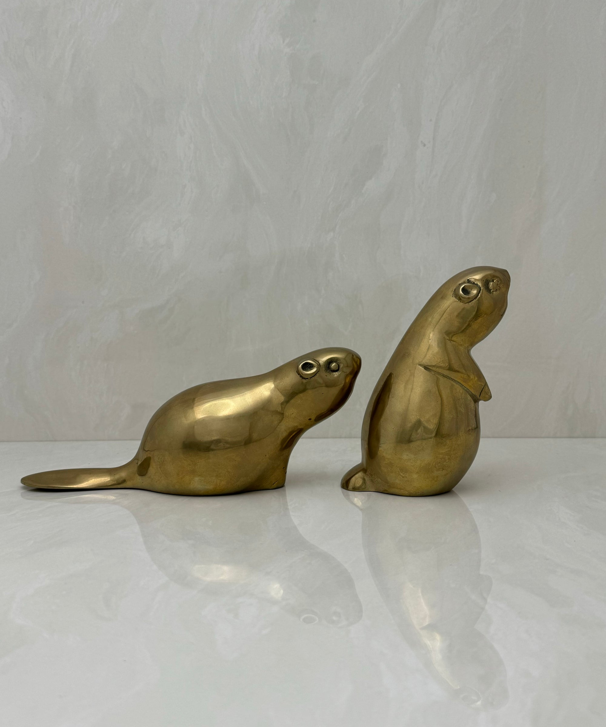 Vintage Brass Beavers-A Pair