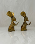 Vintage Brass Reading Mice Bookends-A Pair