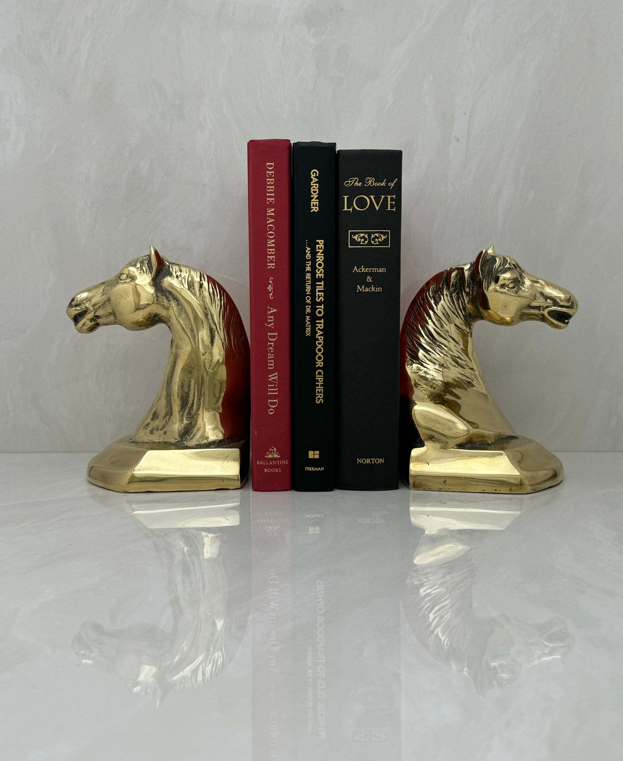 Vintage Brass Horse Head Bookends-A Pair