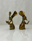 Vintage Brass Reading Mice Bookends-A Pair