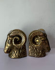 Vintage Mid-Century Brass Ram Bookends
- A Pair