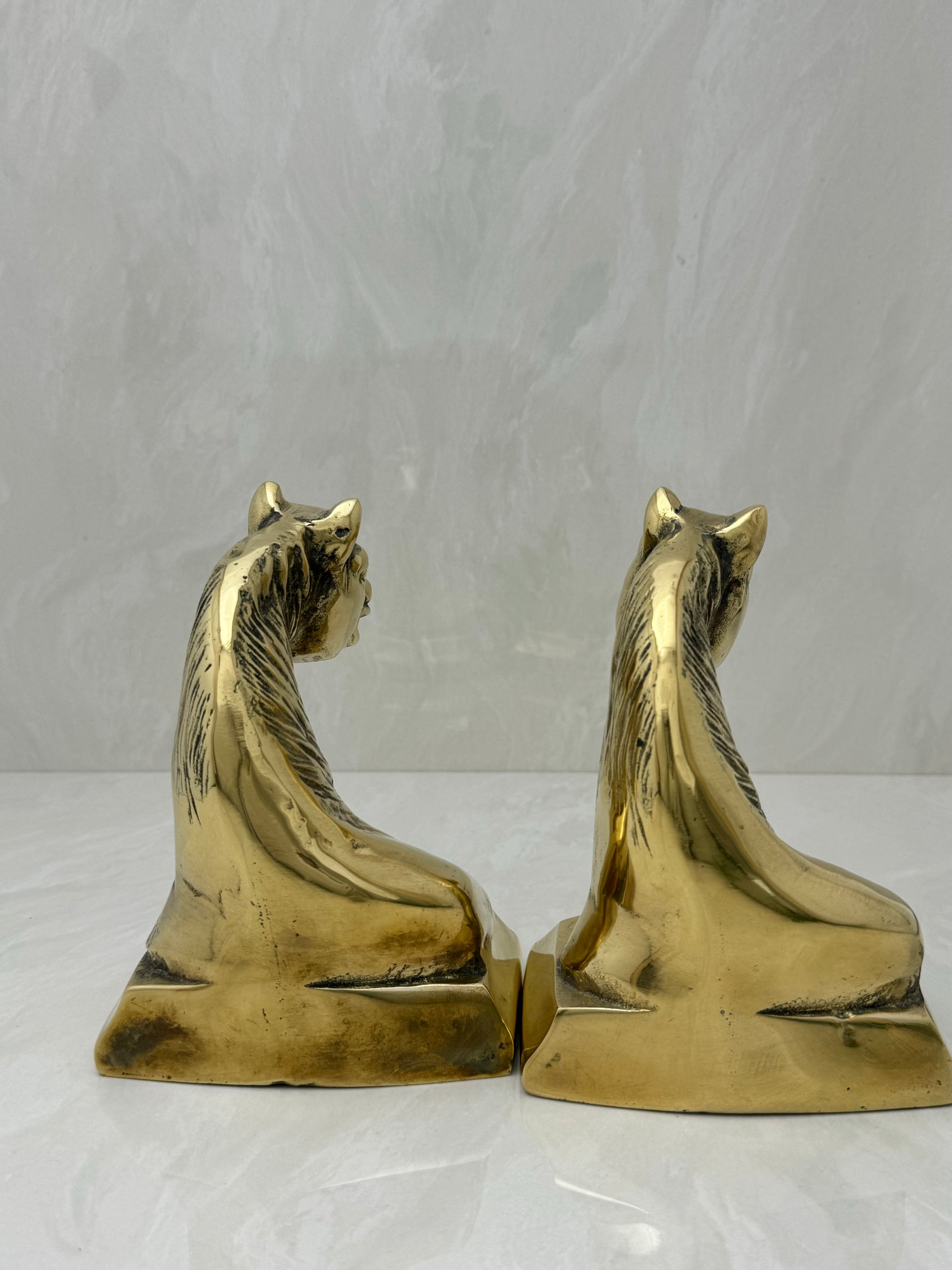 Vintage Brass Horse Head Bookends-A Pair