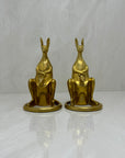 Vintage Brass Bookends Mama Kangaroo with Joey in Marsupium-A Pair by Sarreid