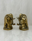 Vintage Brass Elephant Bookends-A Pair