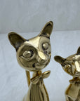 Vintage Brass Cats with Bow tie-A Pair