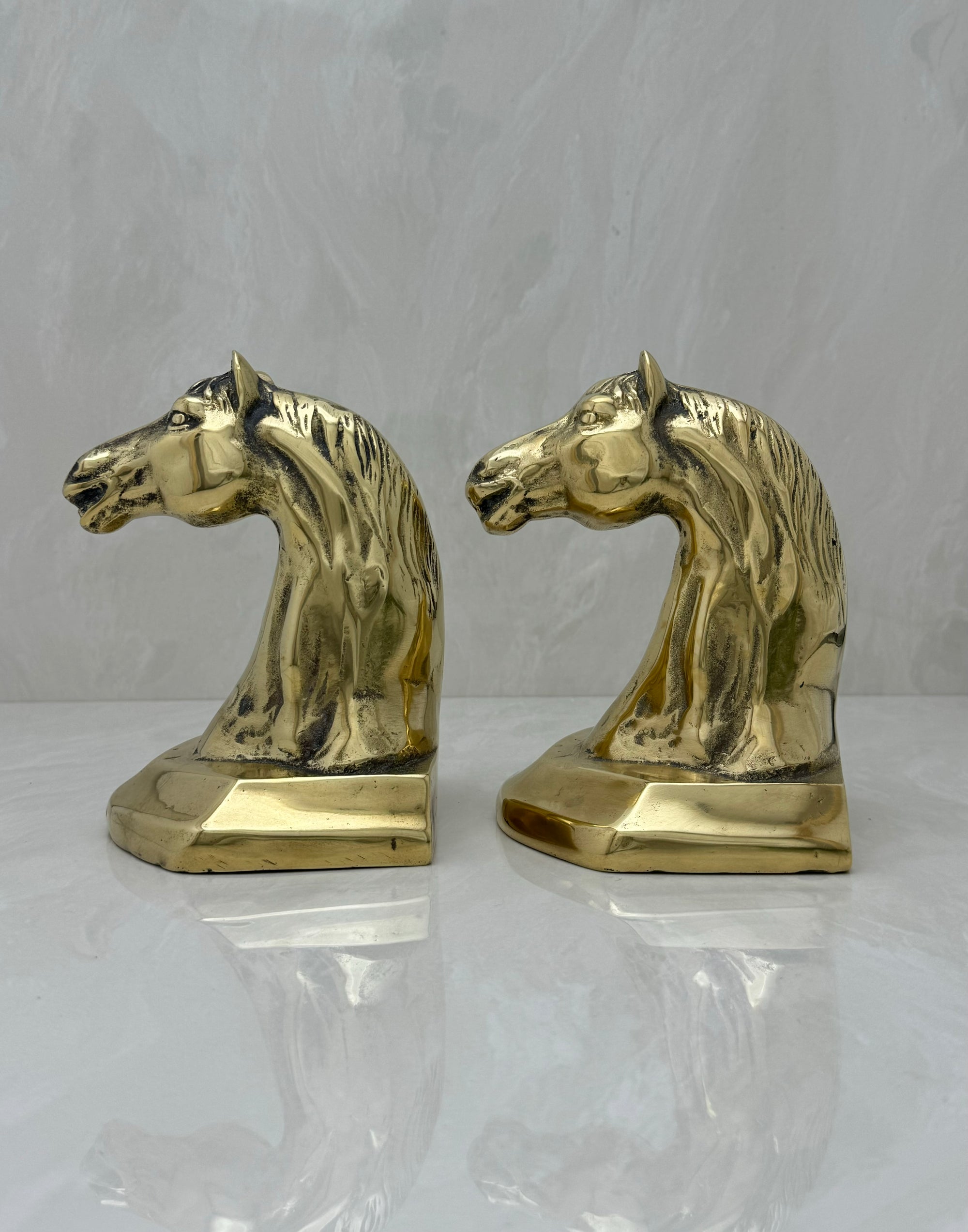 Vintage Brass Horse Head Bookends-A Pair