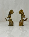 Vintage Brass Reading Mice Bookends-A Pair