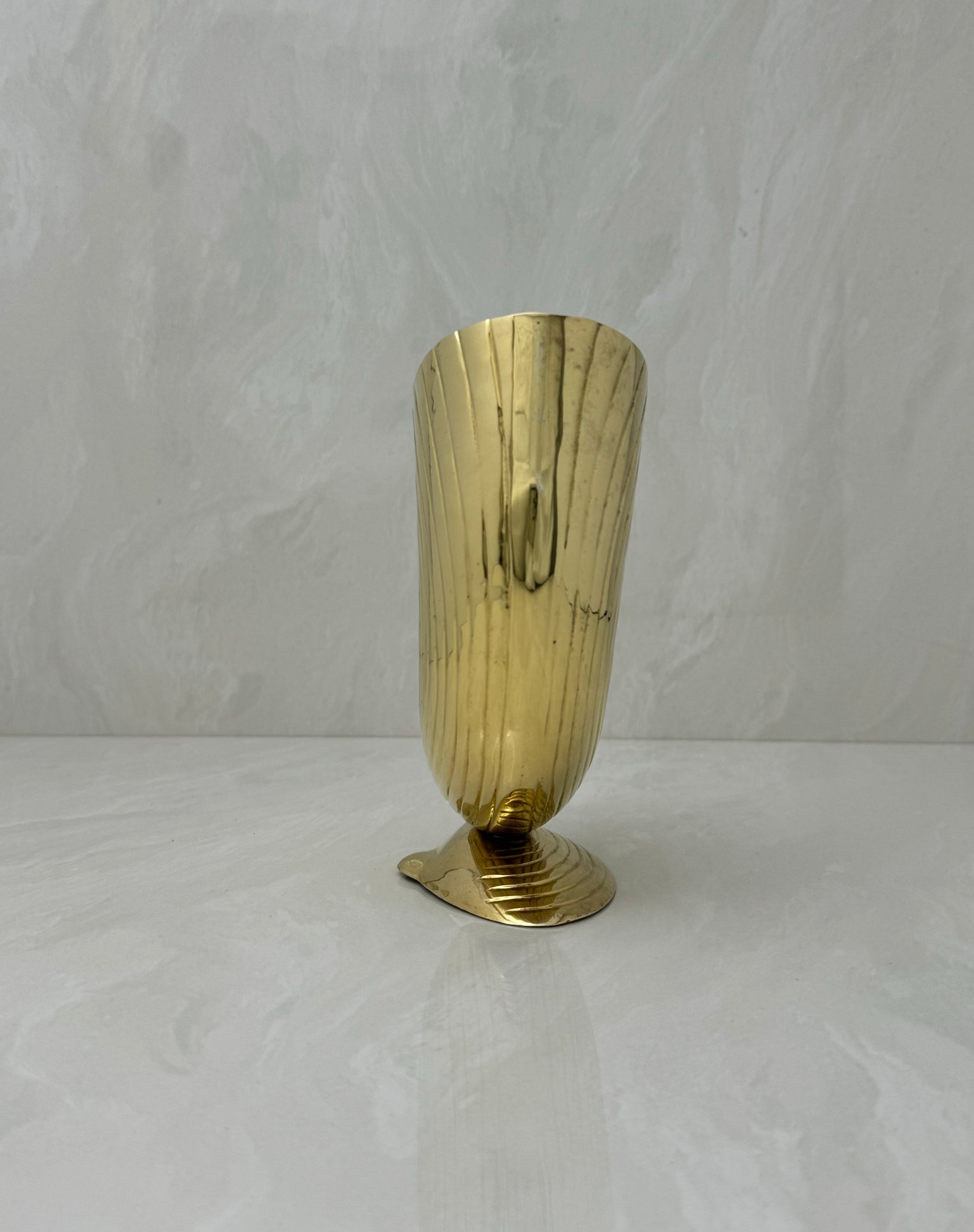 Vintage Brass Shell Vase