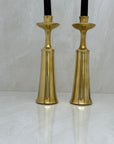 Vintage Brass Candleholders- A Pair By Jens Quistgaard Marked Dansk Design Denmark