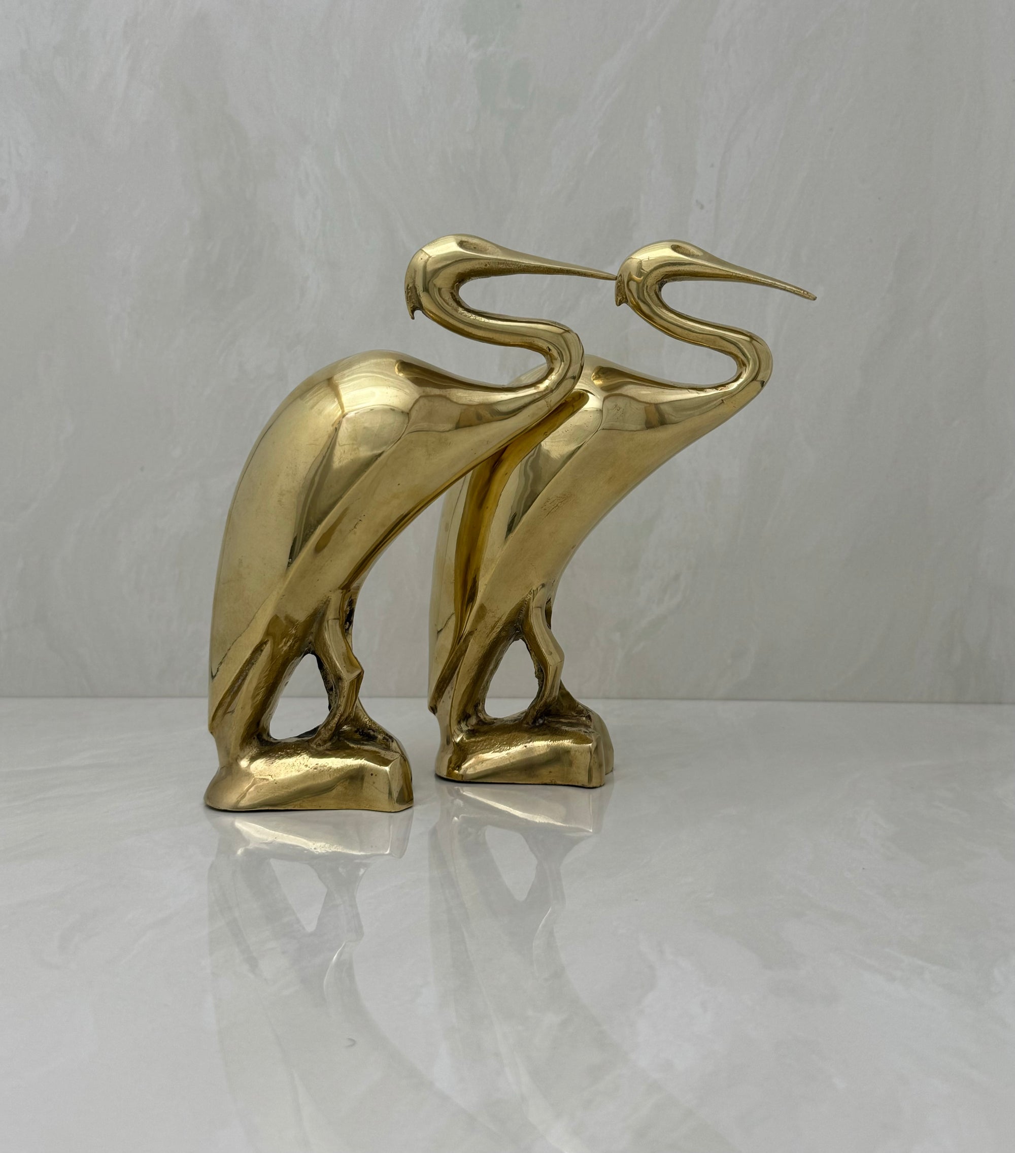 Vintage Brass Heron Birds-A Pair