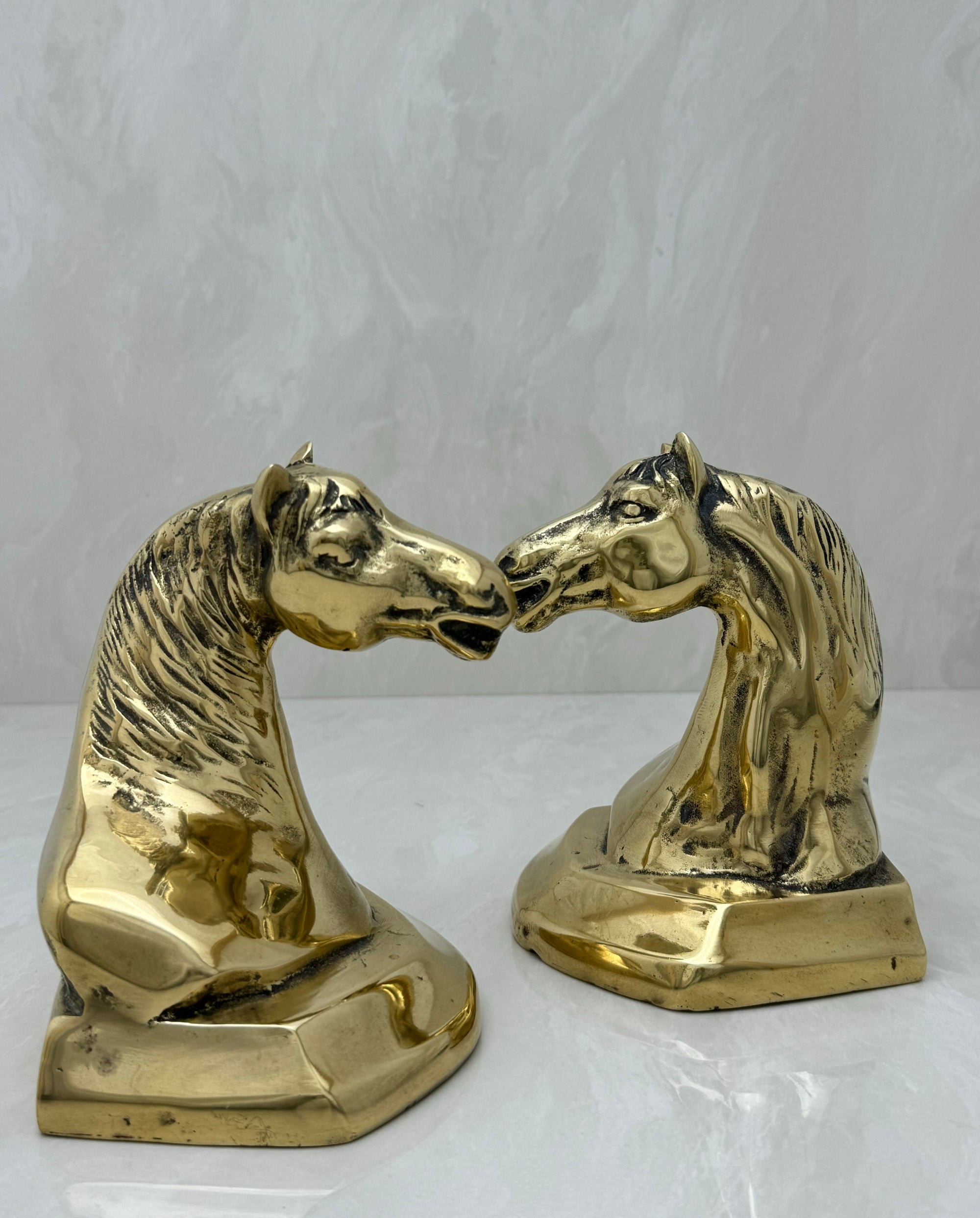 Vintage Brass Horse Head Bookends-A Pair