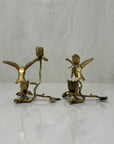 Vintage Brass Hummingbird Candleholders-A Pair