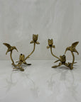 Vintage Brass Hummingbird Candleholders-A Pair