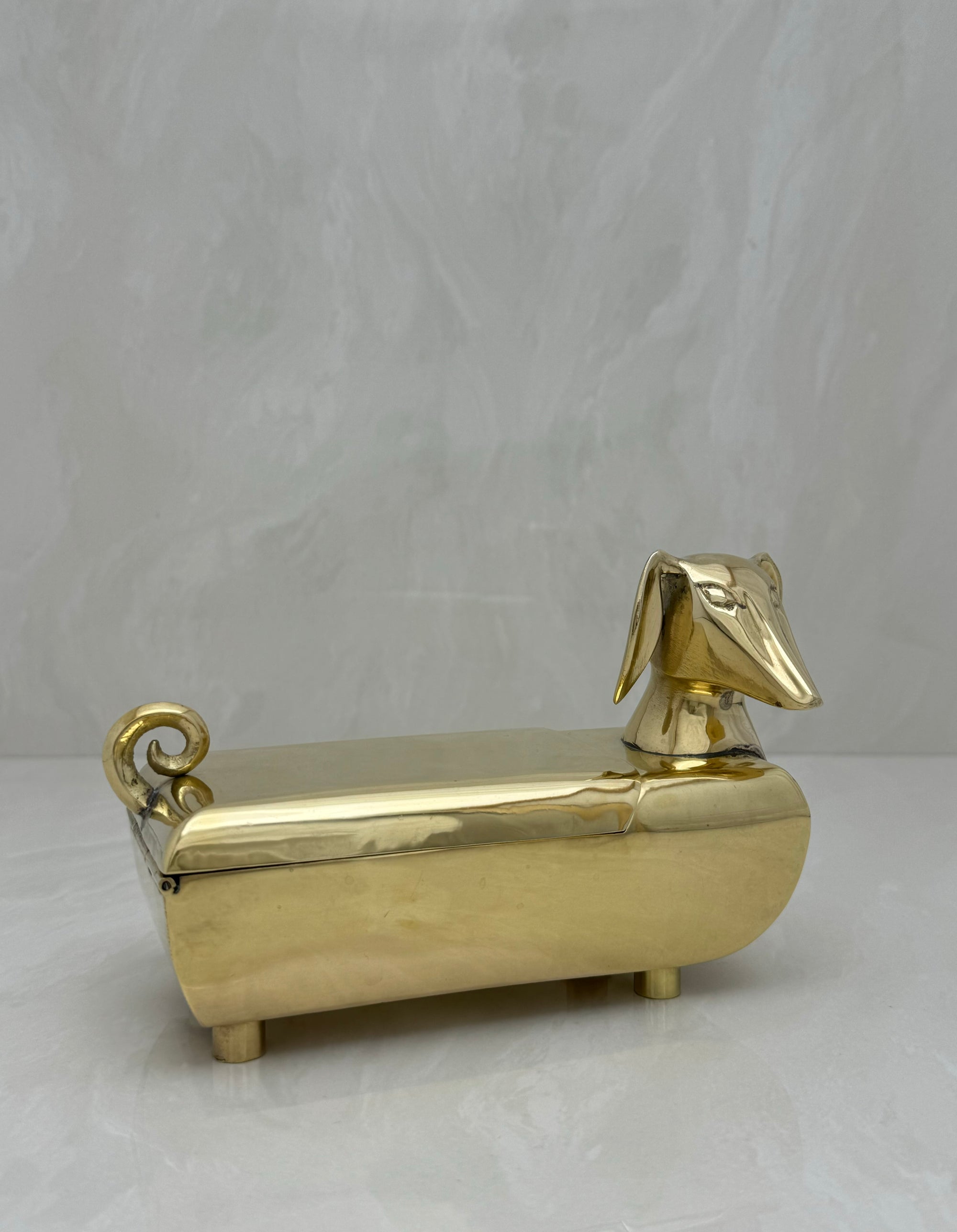 Vintage Brass Dachshund Trinket Box