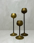 Vintage Brass Graduating Candlestick Holders-Set of Three