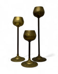 Vintage Brass Graduating Candlestick Holders-Set of Three