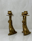 Vintage Brass Rabbit Candleholders-A Pair