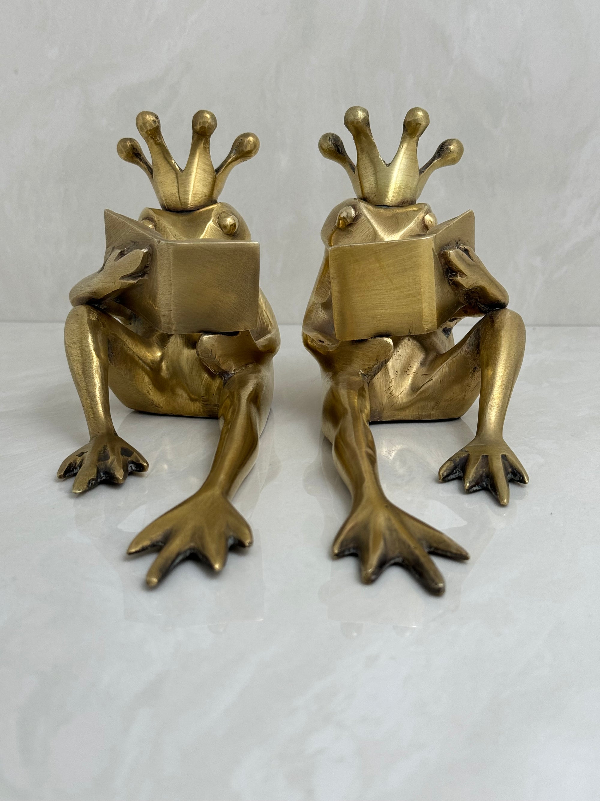 Bronze Frog Prince Bookends-A Pair