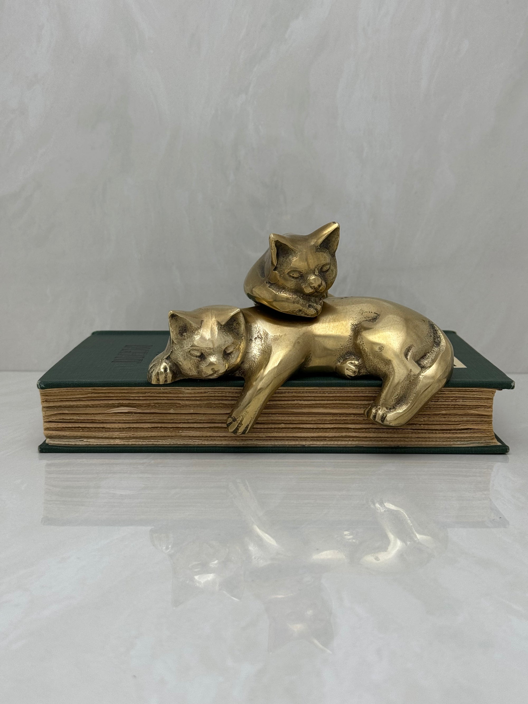 Vintage Brass Resting Shelf Cats-A Pair