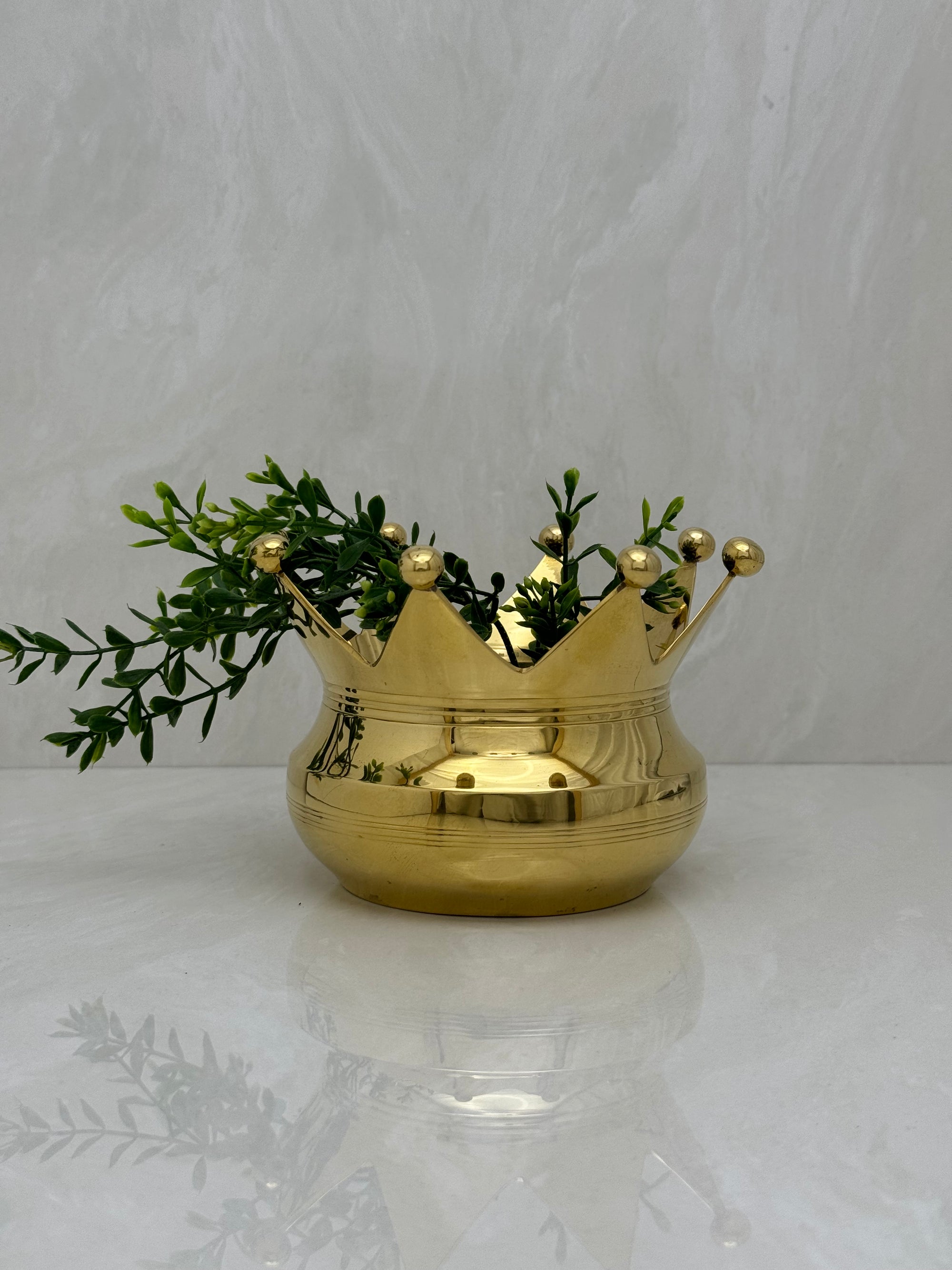 Vintage Brass Crown-Shaped Bowl